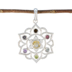Multi Stone Classic Latin American Sterling Silver Hepta multicolor Pendant