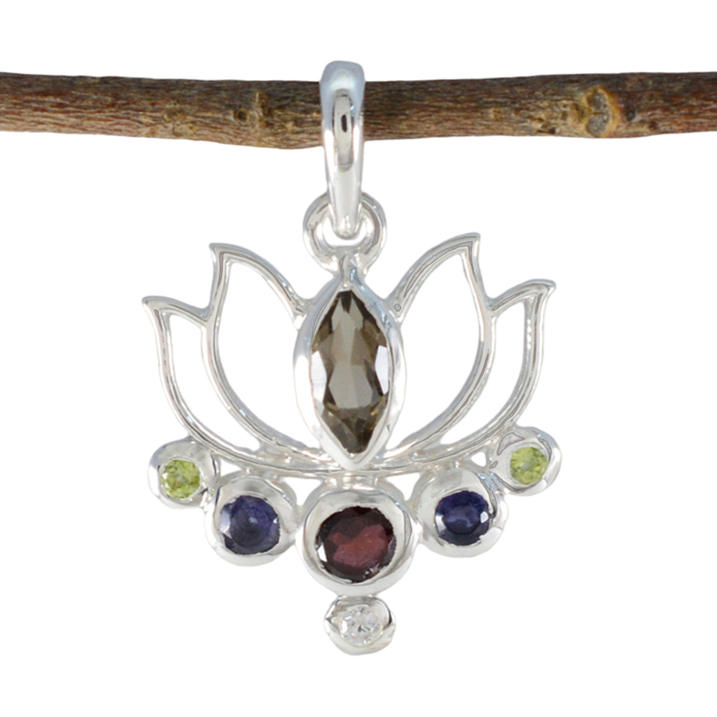 Multi Stone Dainty Egyptian 925 Silver Hepta multicolor Pendant