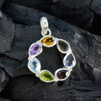 Multi Stone Dainty Moroccan Sterling Silver Hepta Josephine propsel multicolor Pendant Jewellery