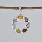 Multi Stone Dainty Moroccan Sterling Silver Hepta Josephine propsel multicolor Pendant Jewellery