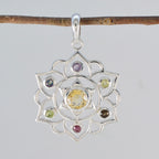 Flerfärgade hängsmycken med klassiska ryska Hepta Nella rep-trådshängen i 925 silver med flera stenar