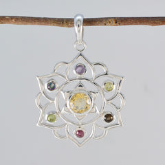 マルチストーンクラシックロシア925シルバーヘプタネラロープワイヤーマルチカラーペンダントジュエリー