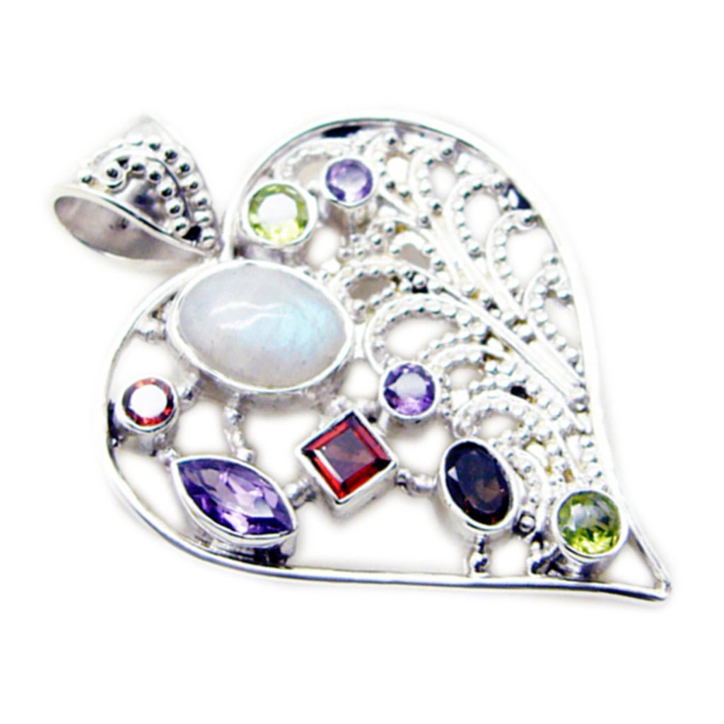 マルチストーンエッジの効いたエジプト製スターリングシルバー製マルチレイラロープワイヤーペンダントジュエリー