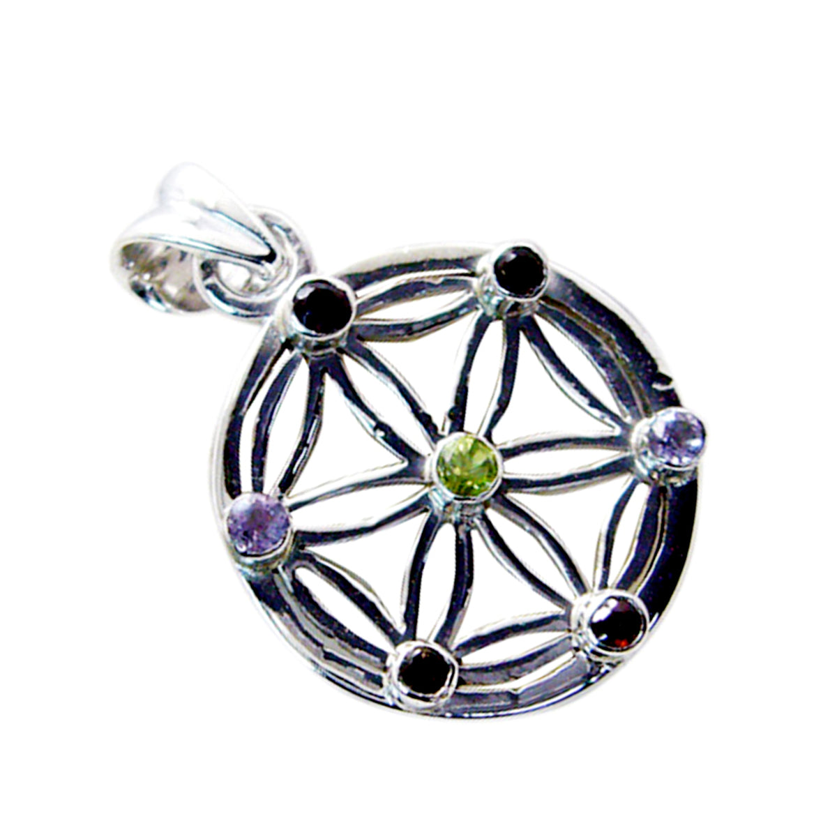 Multi Stone Featherlight Spanish 92.5 Silver multiple Mathilde Victorian multicolor Pendant Jewellery