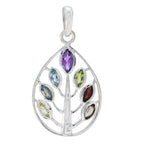 Multi Stone Tiny Turkish 92.5 Silver Hepta multicolor Pendant