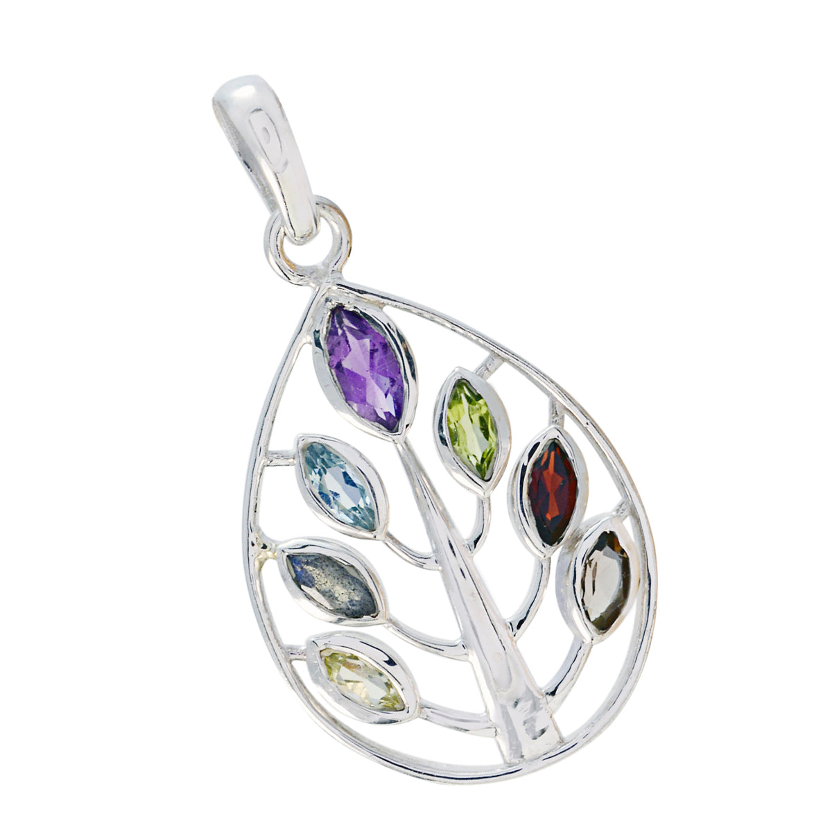 Multi Stone Tiny Turkish 92.5 Silver Hepta Addison Armor multicolor Pendant Jewellery