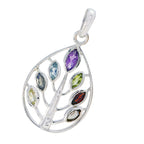 Multi Stone Tiny Turkish 92.5 Silver Hepta Addison Armor multicolor Pendant Jewellery