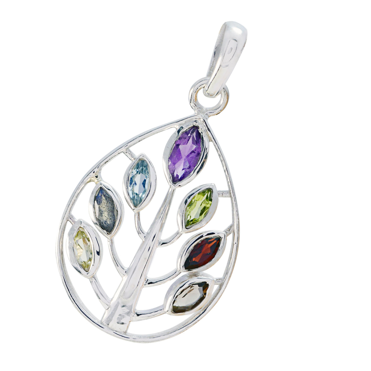 Multi Stone Tiny Turkish 92.5 Silver Hepta Addison Armor multicolor Pendant Jewellery