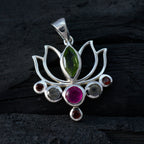 Multi Stone Dainty Turkish 925 Silver Hepta Rosa Rope-Wire multicolor Pendant Jewelry