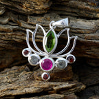 Multi Stone Dainty Turkish 925 Silver Hepta Rosa Rope-Wire multicolor Pendant Jewelry