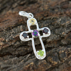 Multi Stone Dainty Turkish 925 Silver quarter Camila Cocktail multicolor Pendant Jewelry