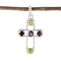 Multi Stone Dainty Turkish 925 Silver quarter multicolor Pendant