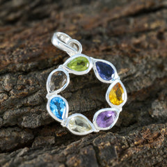 Multi Stone Dainty Turkish 92.5 Silver Hepta Katarina Romantic multicolor Pendant Jewellery