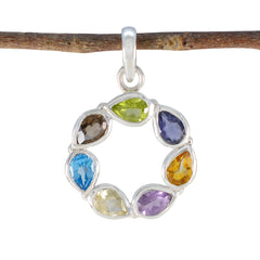 Multi Stone Dainty Turkish 92.5 Silver Hepta multicolor Pendant