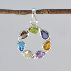 Multi Stone Dainty Turkish 92.5 Silver Hepta Katarina Romantic multicolor Pendant Jewellery