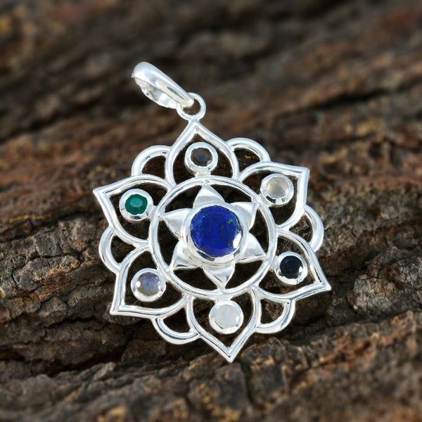 Multi Stone Classic Moroccan 925 Silver Hepta Savannah Rope-Wire multicolor Pendant Jewelry