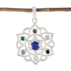 Multi Stone Classic Moroccan 925 Silver Hepta multicolor Pendant
