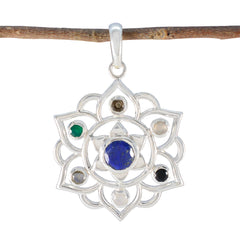 Multi Stone Classic Moroccan 925 Silver Hepta multicolor Pendant