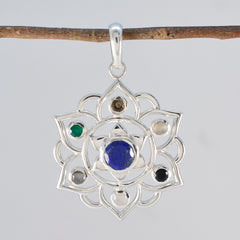 マルチストーンクラシックモロッコ925シルバーヘプタサバンナロープワイヤーマルチカラーペンダントジュエリー