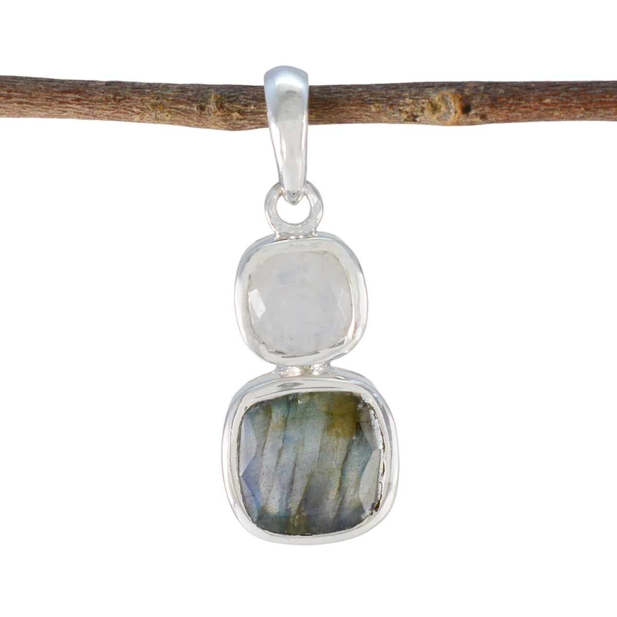 Multi Stone Whisper-thin Latin American 925 Silver Toi et Moi multicolor Pendant