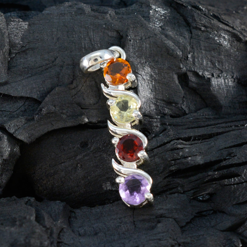 Multi Stone Delicate Egyptian Sterling Silver quarter Yasmine Feminine multicolor Pendant Jewellery