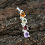 Multi Stone Delicate Egyptian Sterling Silver quarter Yasmine Feminine multicolor Pendant Jewellery