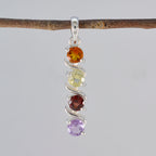 Multi Stone Delicate Egyptian Sterling Silver quarter Yasmine Feminine multicolor Pendant Jewellery