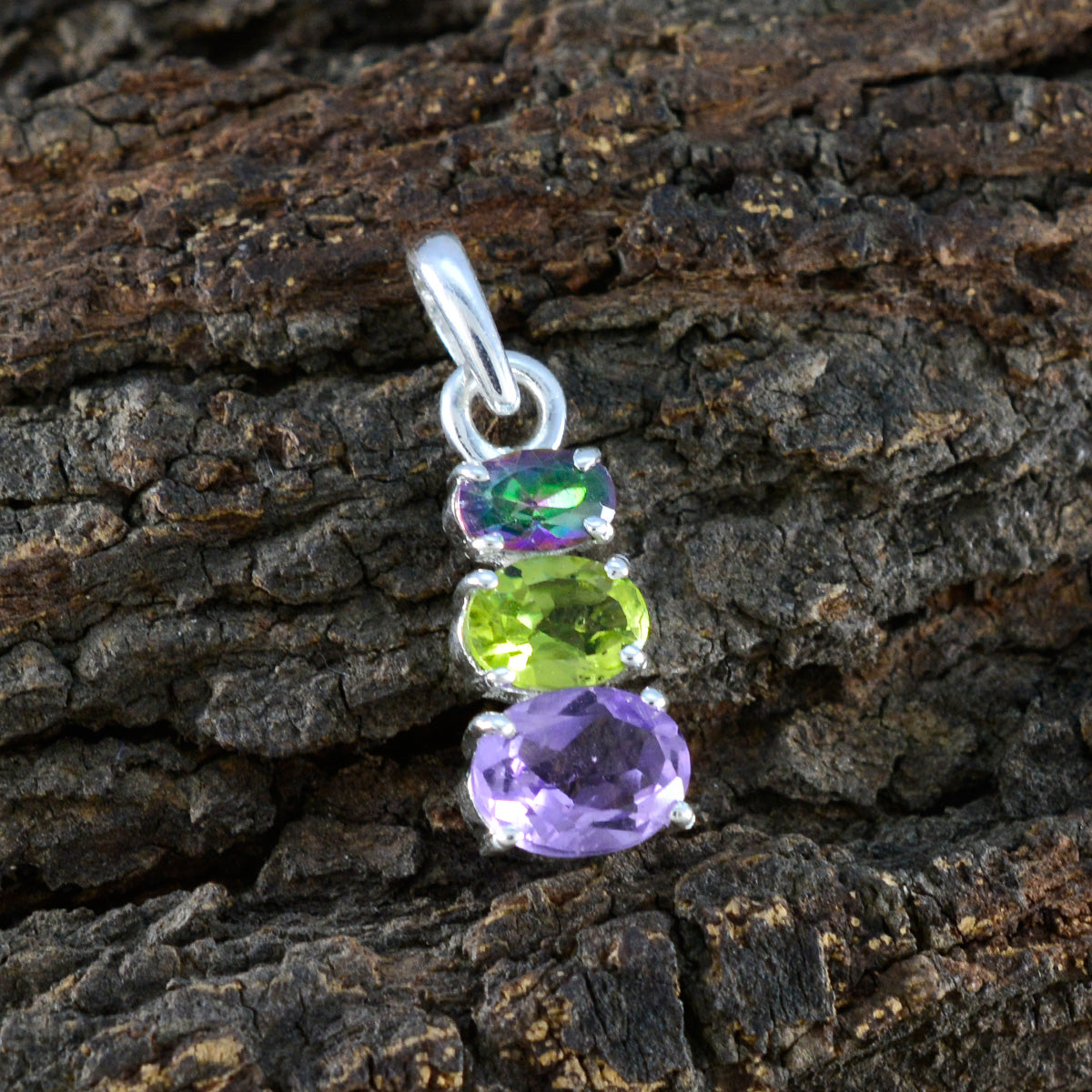 Minimalistische Japanse 92,5 zilveren trilogie Eun-ji met meerdere stenen, trendy veelkleurige hangersieraden