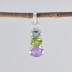 Minimalistische Japanse 92,5 zilveren trilogie Eun-ji met meerdere stenen, trendy veelkleurige hangersieraden