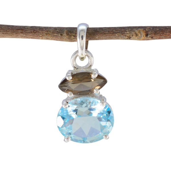 Multi Stone Delicate Egyptian 92.5 Silver Toi et Moi multicolor Pendant