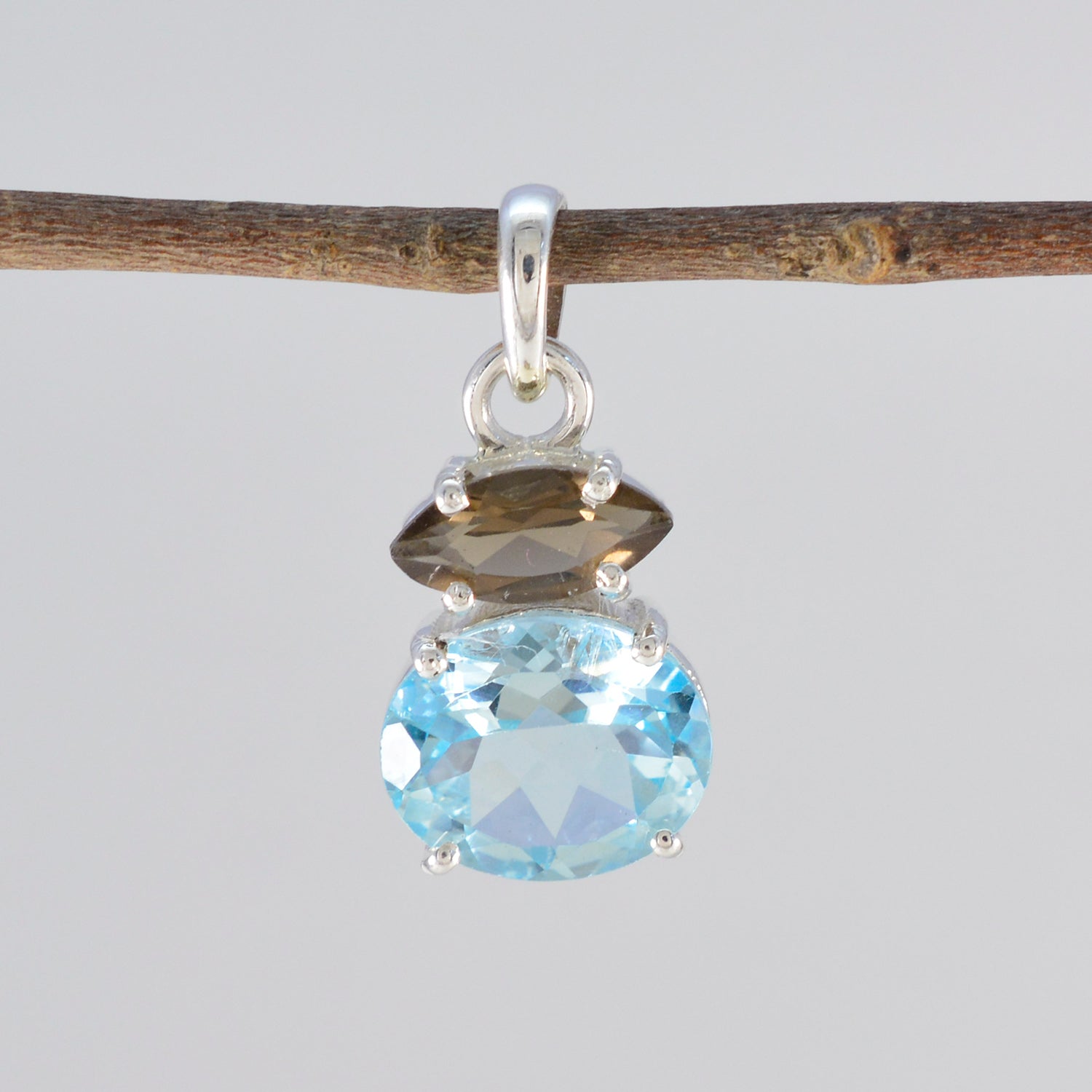 Multi Stone Delicate Egyptian 92.5 Silver Toi et Moi Yasmine propsel multicolor Pendant Jewellery