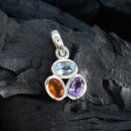 Multi Stone Elegant Japanese Silver Trilogy Rina Contemporary multicolor Pendant Jewelry