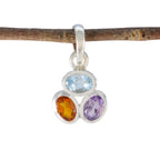 Multi Stone Elegant Japanese Silver Trilogy multicolor Pendant