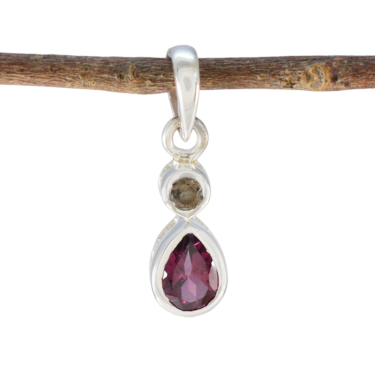 Multi Stone Minimalist Japanese Sterling Silver Toi et Moi multicolor Pendant