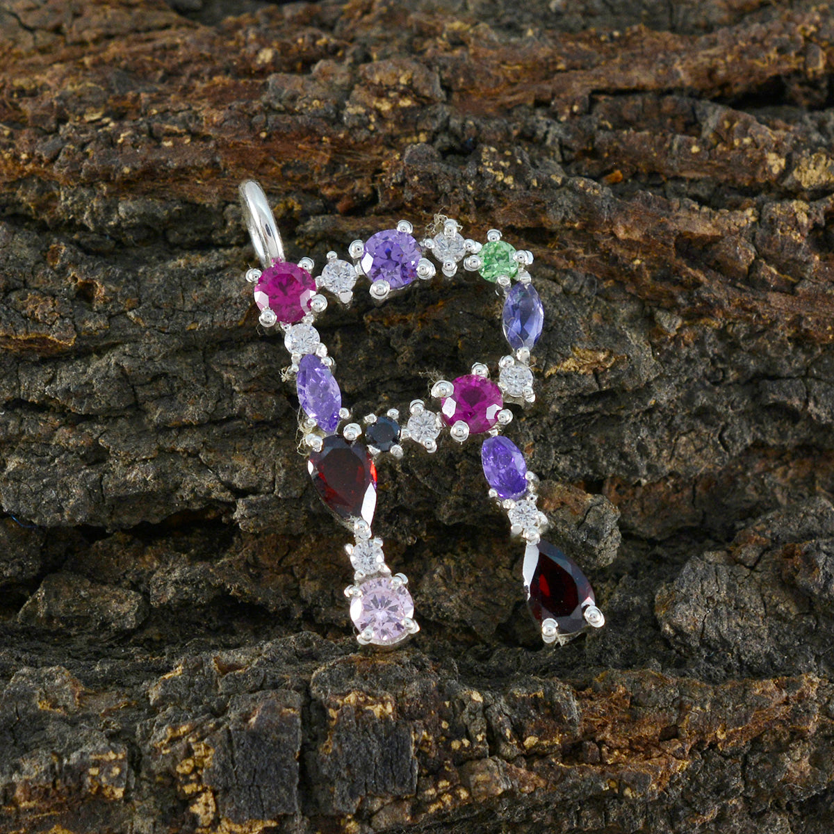 Elegante Afrikaanse 925 zilveren hanger met meerdere stenen, Zoey sierlijk, veelkleurig, sieraden