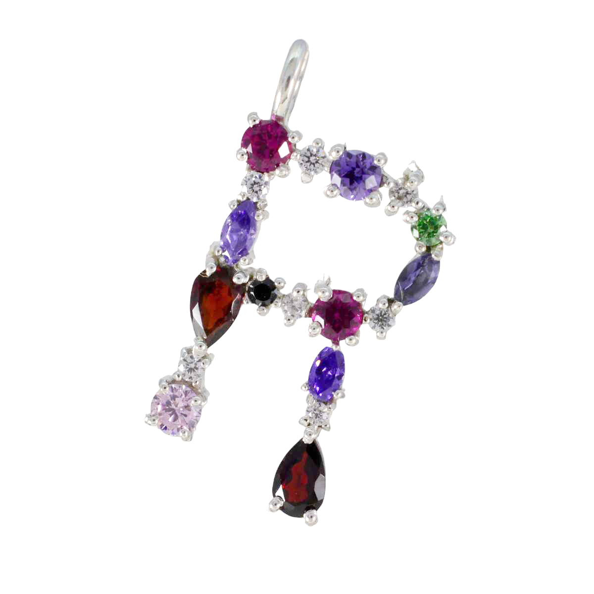 Multi Stone Elegant African 925 Silver multiple multicolor Pendant