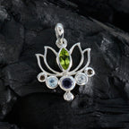 Multi Stone Dainty Turkish 92.5 Silver Hepta Nayara Rope-Wire multicolor Pendant Jewellery