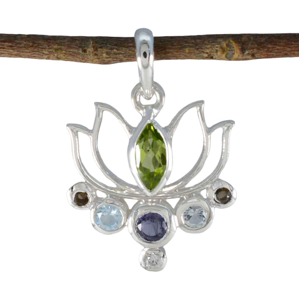 Multi Stone Dainty Turkish 92.5 Silver Hepta multicolor Pendant