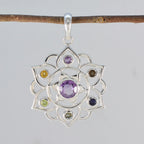 Multi Stone Classic Moroccan 92.5 Silver Hepta Nora Rope-Wire multicolor Pendant Jewellery