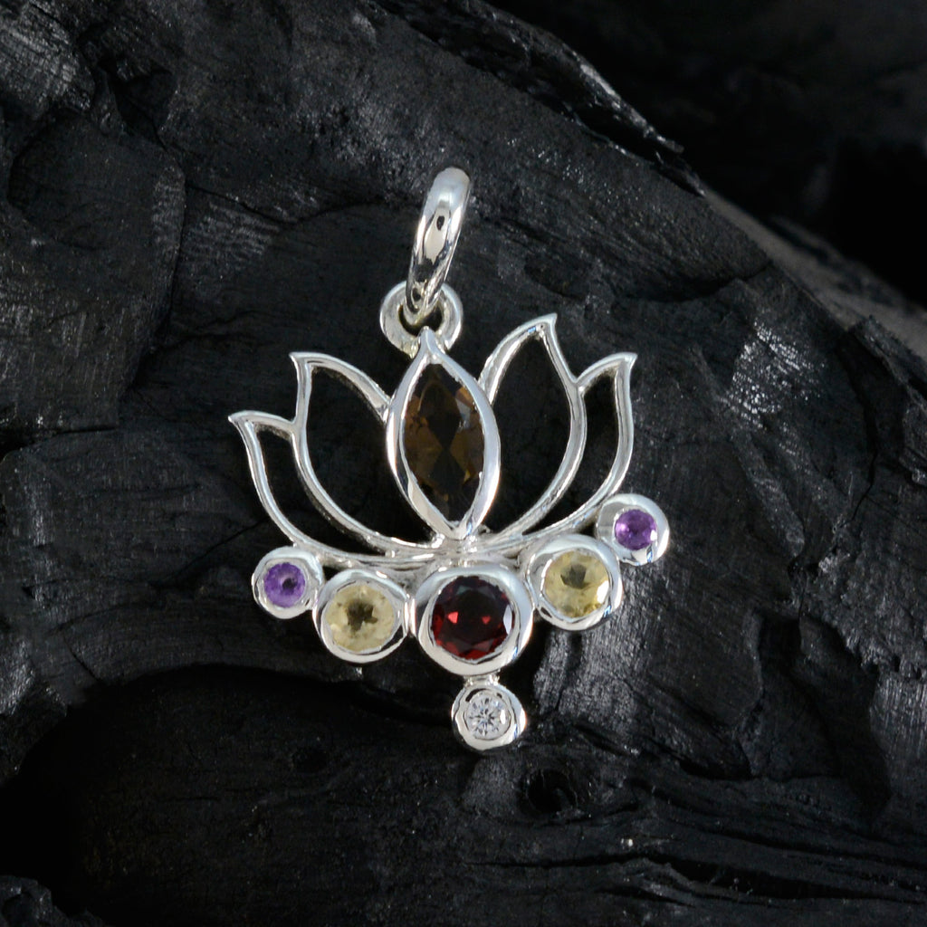 Multi Stone Dainty American Silver Hepta Noelia Rope-Wire multicolor Pendant Jewelry