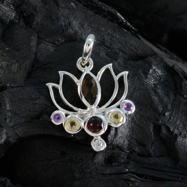 Multi Stone Dainty American Silver Hepta Noelia Rope-Wire multicolor Pendant Jewelry