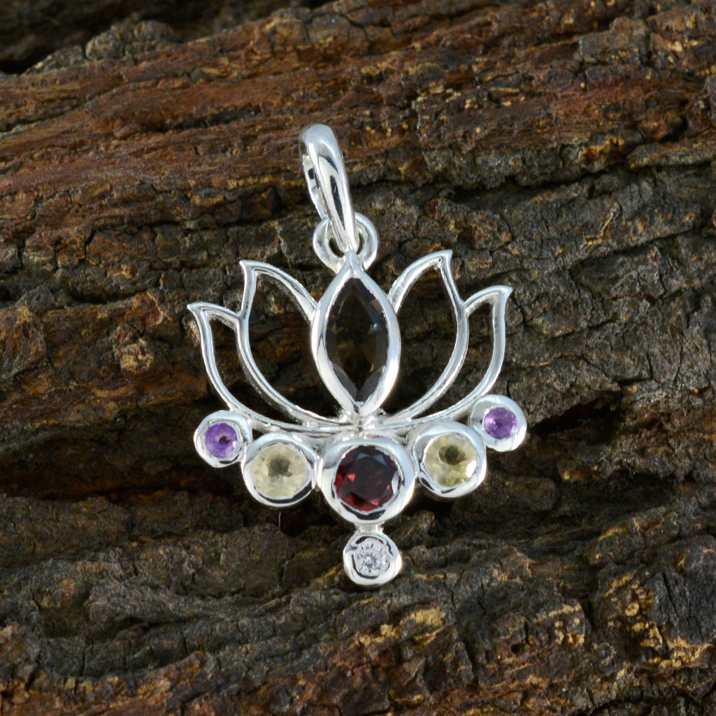 Multi Stone Dainty American Silver Hepta Noelia Rope-Wire multicolor Pendant Jewelry
