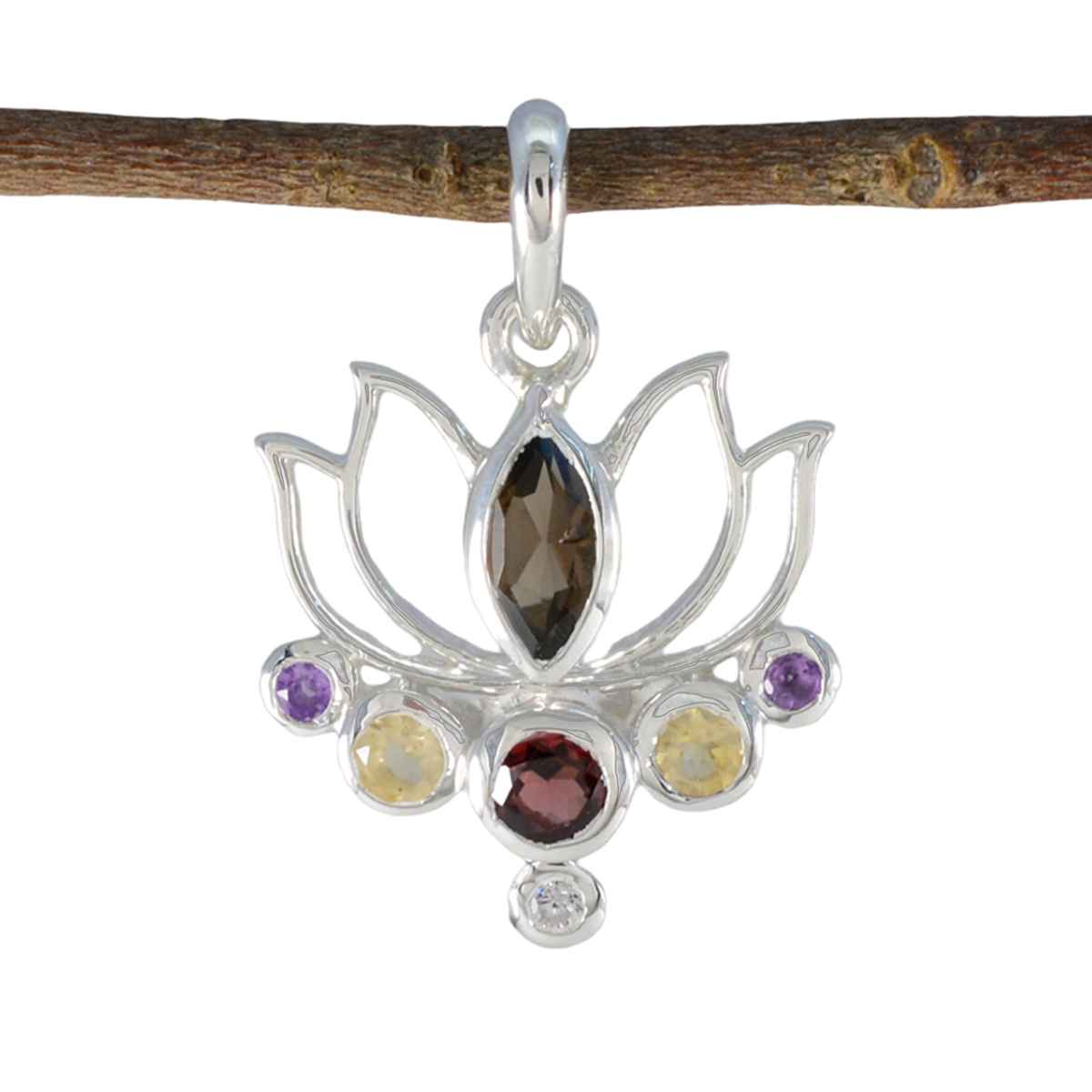 Multi Stone Dainty American Silver Hepta multicolor Pendant Immagine principale del prodotto
