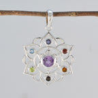 Multi Stone Classic Egyptian Silver Hepta Nova Rope-Wire multicolor Pendant Jewelry