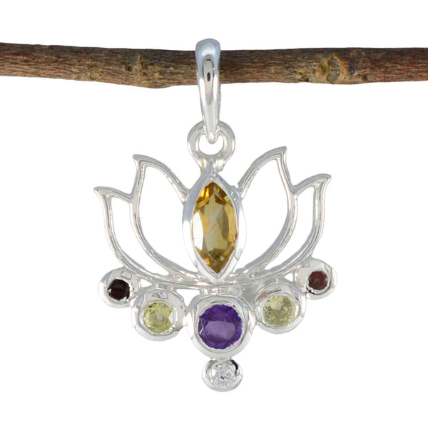Multi Stone Dainty Latin American 925 Silver Hepta multicolor Pendant