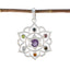 Multi Stone Classic American 925 Silver Hepta multicolor Pendant