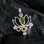 Multi Stone Dainty Russian 92.5 Silver Hepta Pilar Rope-Wire multicolor Pendant Jewellery