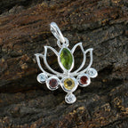 Multi Stone Dainty Russian 92.5 Silver Hepta Pilar Rope-Wire multicolor Pendant Jewellery