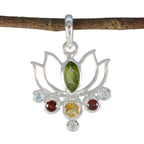 Multi Stone Dainty Russian 92.5 Silver Hepta multicolor Pendant