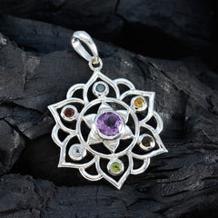 Multi Stone Classic Mexican 92.5 Silver Hepta Penelope Rope-Wire multicolor Pendant Jewellery